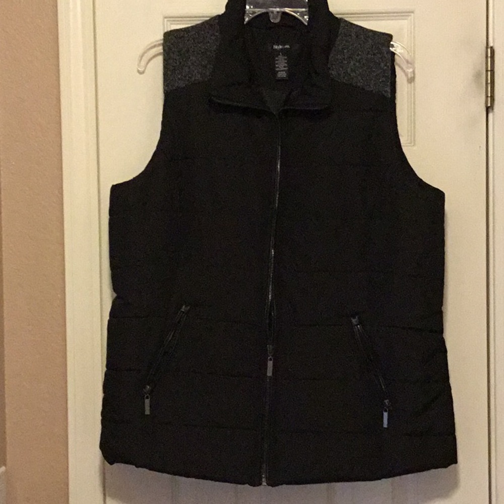 Black quilted sweater vest
